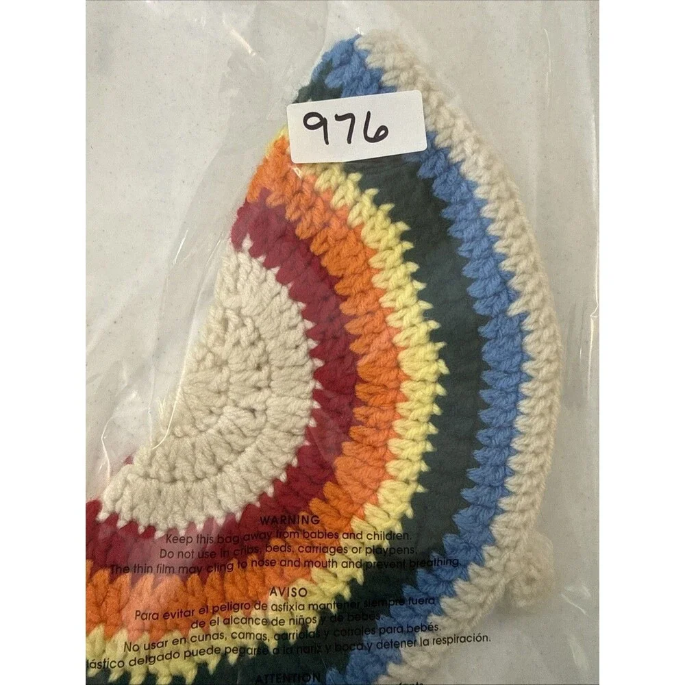 Vintage Rainbow Handmade Crochet Knit Pot Holders Trivets Hot Pads Kitchen Retro